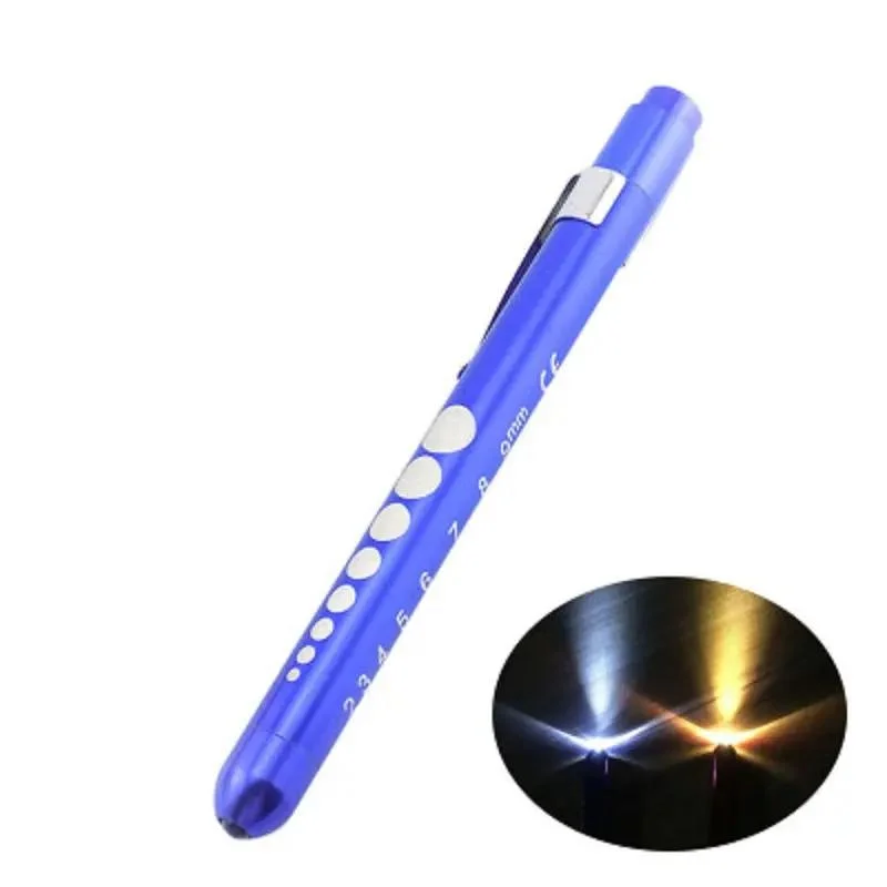 Inspection LED Flashlight White Light with Pupil Gauge and Ruler Medical Pen Lights