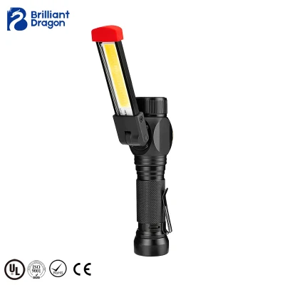 Advertencia de cabeza giratoria de alta calidad Iluminación intermitente roja Lámpara de inspección de trabajo portátil Mini foco LED Luz de trabajo LED COB de emergencia recargable para camping