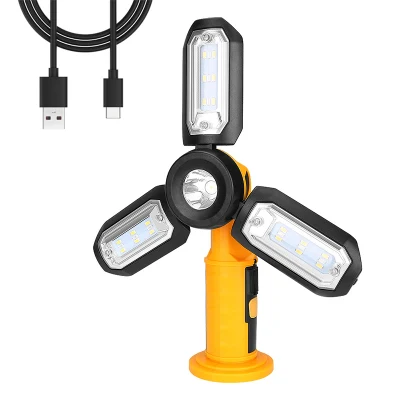 Brightenlux 2022 Nuevo diseño Luz de trabajo LED recargable por USB magnética plegable de alto brillo con función de banco de energía