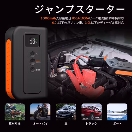 Arrancador de batería para coche de 12V, 10000mAh, 1000A, trabajo máximo para coches diésel de gasolina de 6,0l y 3L