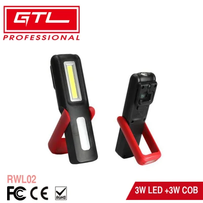 Lámpara de inspección de linterna XPE, luz de trabajo LED de carga COB con indicador de batería, base magnética y gancho, herramientas mecánicas para taller, banco de trabajo (RWL02)
