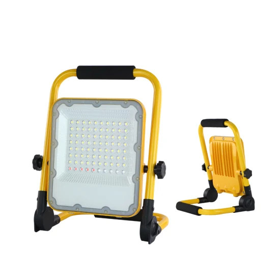 Luz de trabajo LED portátil de 100W con soporte de reflector para exteriores de construcción temporal recargable combinación de colores mecánico