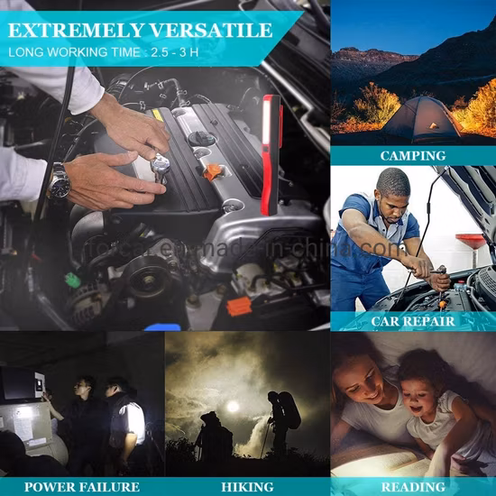 Venta al por mayor Lámpara de trabajo para acampar Foco de trabajo recargable Linterna LED COB súper brillante Antorcha de bolsillo Antorcha para acampar Inspección Luz de trabajo LED