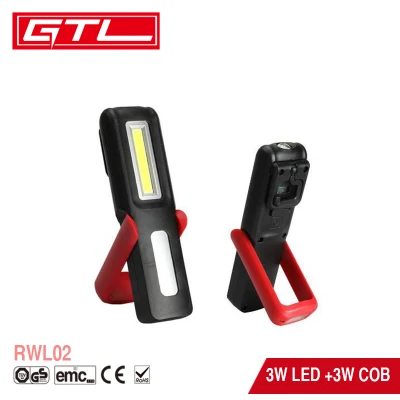 Lámpara de inspección portátil, linterna de trabajo LED COB multifunción recargable por USB, con soporte magnético y gancho