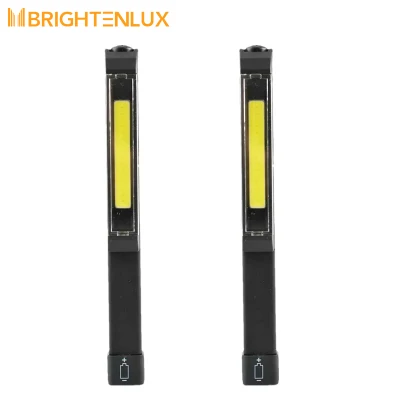 Brightenlux ABS COB lámpara de pluma pequeña linterna, batería 3AAA LED con bloqueo inferior LED antorcha de luz de trabajo de mano